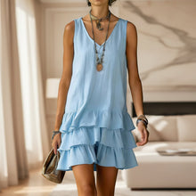 Load image into Gallery viewer, V-Neck Sleeveless Tiered Ruffle Mini Dress
