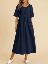 Load image into Gallery viewer, Plus Size Midi Dress | Round Neck Pocket Dress
