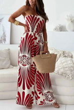 Load image into Gallery viewer, Printed Smocked : Tube Wide Leg Jumpsuit
