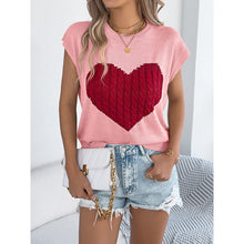 Load image into Gallery viewer, Women’s Heart Color Block Knit Top – Casual Sleeveless Valentine Tank
