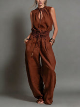 Load image into Gallery viewer, Women's Sleeveless High-Waist Wide-Leg Pleated Jumpsuit
