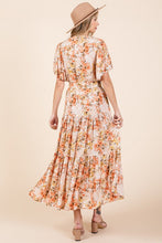 Load image into Gallery viewer, New Summer Floral Tie Waist Flutter Sleeve Tiered Dress – Graceful and Feminine Dress with Bohemian Charm and Flattering Tie Waist
