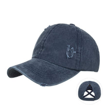 Load image into Gallery viewer, Washed Distressed Ponytail Baseball Cap
