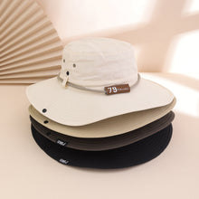 Load image into Gallery viewer, Wide-Brim Leather Patch Fisherman Hat – UV Sun Protection Outdoor Hat
