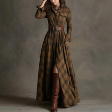 Load image into Gallery viewer, Women's Printed Lapel Slim-Fit Dress – Elegant Commuter Style
