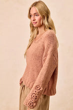 Load image into Gallery viewer, BiBi Chunky Knit Sweater with Flower Detail Sleeves
