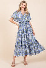 Load image into Gallery viewer, New Summer Floral Tie Waist Flutter Sleeve Tiered Dress For Women – Feminine, Elegant, Cheerful, Bohemian Chic, Flowy &amp; Graceful
