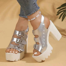 Load image into Gallery viewer, Buckle Platform Block Heels Sandals
