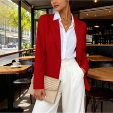 Load image into Gallery viewer, Women's Slim Fit Lapel Collar Long-Sleeve Blazer – Waist-Cinched
