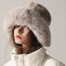 Load image into Gallery viewer, Women’s Oversized Furry Fisherman Hat – Mongolian Style Winter Hat
