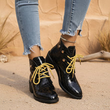 Load image into Gallery viewer, Women's Chunky Heel Pointed-Toe Lace-Up Ankle Boots
