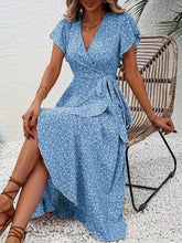 Load image into Gallery viewer, Summer Floral Boho Dress - Short Sleeve Ruffle Flowy Maxi Dresses
