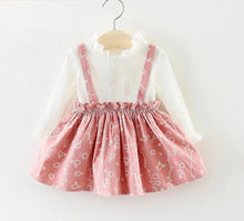 Load image into Gallery viewer, Modern Girls Clothes Sets Cotton Long Sleeves Dot T-shirt and Cat Strap Dress 2Pcs Baby Clothing Dress For Girls and Babies from 6-24months and Girls 3-4years
