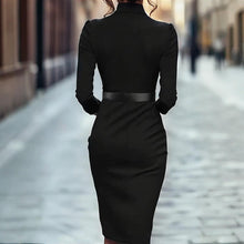 Load image into Gallery viewer, Women’s Black Bodycon Midi Dress
