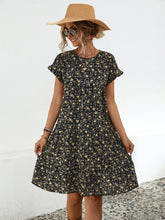 Load image into Gallery viewer, Floral Round Neck Short Sleeve Dress Elegant &amp; Effortless Everyday Style Women Dress
