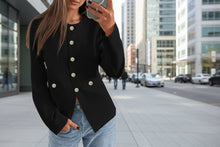 Load image into Gallery viewer, Women’s Round Neck Button Cardigan – Long Sleeve Classic Knit Sweater
