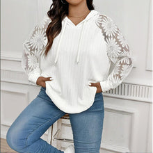 Load image into Gallery viewer, Women’s Plus Size Hoodie – Lace Long Sleeve Pullover Top
