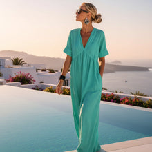 Load image into Gallery viewer, Women's V-Neck Empire-Waist Crinkle Gauze Maxi Dress
