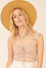 Load image into Gallery viewer, Floral Ruffle-Trim Smocked Cami Bodysuit
