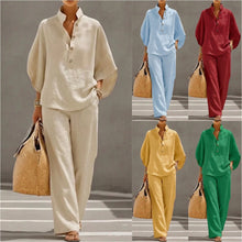 Load image into Gallery viewer, Women’s Casual Shirt and Full-Length Pants Set
