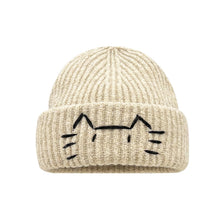 Load image into Gallery viewer, Women’s Cute Cat Line Design Knitted Hat – Warm Fall &amp; Winter Beanie
