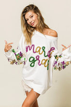 Load image into Gallery viewer, BiBi Fleur De Lis Sleeve Mardi Gras Pullover
