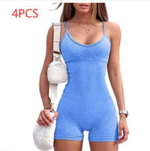 Load image into Gallery viewer, Spaghetti Strap Shorts Jumpsuit Sports Yoga Workout Tight Romper Women Fashion Fitness Sportwear
