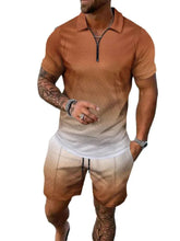 Load image into Gallery viewer, Men's Gradient Outfit + Pocketed Drawstring Shorts Set - Plus Size
