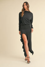 Load image into Gallery viewer, Backless Asymmetric Ruffle Hem Dress – Elegant Backless Dress, Asymmetric Dress, Ruffle Hem Dress, Sexy Evening Dress, Statement Dress For Special Occasions
