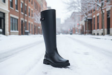 Load image into Gallery viewer, Women’s Retro British-Style Riding Boots – Leather Belt Buckle Knee Boots
