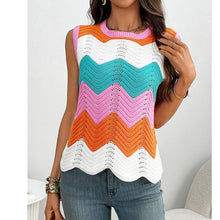 Load image into Gallery viewer, Women’s Rainbow-Striped Cropped Sweater Vest
