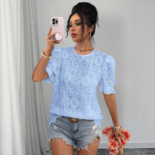 Load image into Gallery viewer, Women's Hollow-Out Lace Puff-Sleeve Shirt Top – Loose Fit
