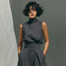 Load image into Gallery viewer, Women's Linen-Blend High-Neck Sleeveless Top &amp; Wide-Leg Pants Set

