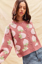 Load image into Gallery viewer, SO ME Strawberry Fruit All Over Button Sweater Cardigan
