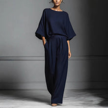 Load image into Gallery viewer, Women’s Flared-Sleeve Linen Suit Two Piece Set
