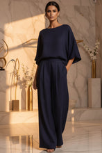 Load image into Gallery viewer, Women's Batwing-Sleeve Top &amp; Wide-Leg Pleated Trousers Two-Piece Set
