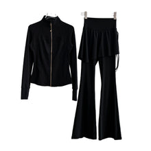 Load image into Gallery viewer, Women’s Long Sleeve Running Set – Zip-Up Slim Fit Gym Outfit
