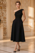 Load image into Gallery viewer, Women's Off-Shoulder Swing Dress – Solid Color Flowy Midi
