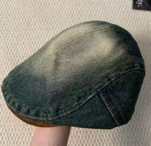 Load image into Gallery viewer, Double-Brim Turned-Up Denim Beret – Breathable Cotton Hat for Women
