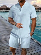 Load image into Gallery viewer, Men's Plus Size Short Sleeve Shirt and Shorts Set - Two Piece Summer Outfit
