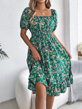 Load image into Gallery viewer, Ruffled Hem Floral Puff Sleeve Dress

