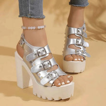 Load image into Gallery viewer, Buckle Platform Block Heels Sandals
