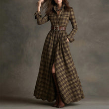 Load image into Gallery viewer, Women's Printed Lapel Slim-Fit Dress – Elegant Commuter Style

