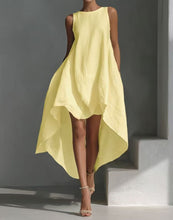 Load image into Gallery viewer, Sleeveless High-Low Irregular Hem Linen Blend Dress – Women's Summer Dress
