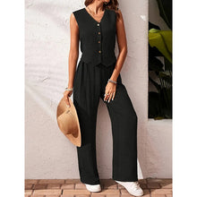 Load image into Gallery viewer, Women’s crop vest blazer wide leg pants set
