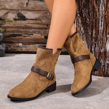 Load image into Gallery viewer, Casual Metal Buckle Slip-On Women’s Martin Boots
