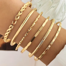 Load image into Gallery viewer, Bohemian Metal Chain Bracelet Set For Women Geometric Gold Color Thick Link Chain  Bangle Female Fashion Jewelry
