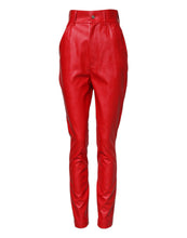 Load image into Gallery viewer, Dolce &amp; Gabbana Red Viscose High Waist Tapered Trouser Pants
