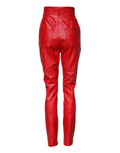 Load image into Gallery viewer, Dolce &amp; Gabbana Red Viscose High Waist Tapered Trouser Pants
