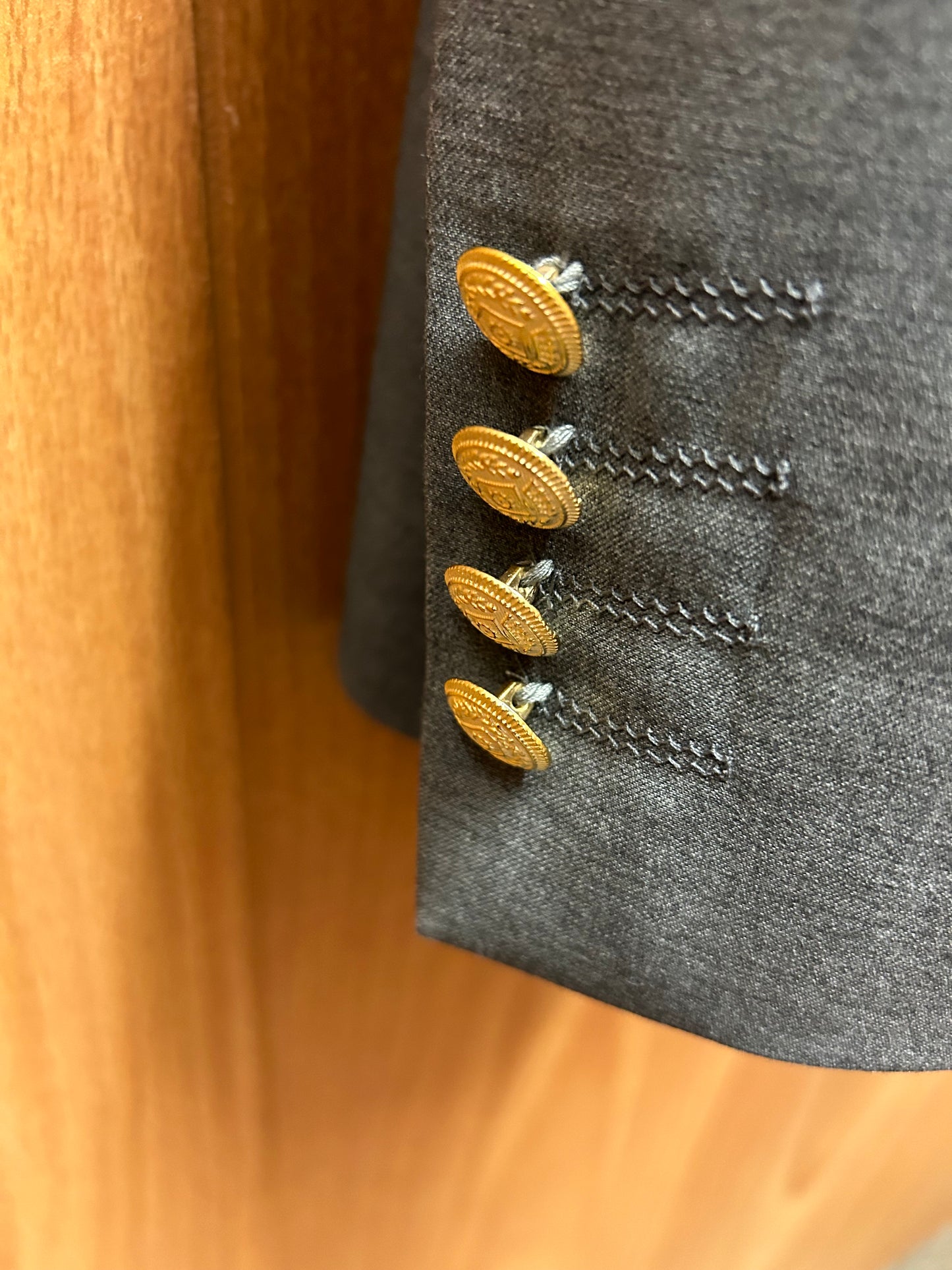 Moda Color Gray Gold Button Double Breasted Turkish Suit